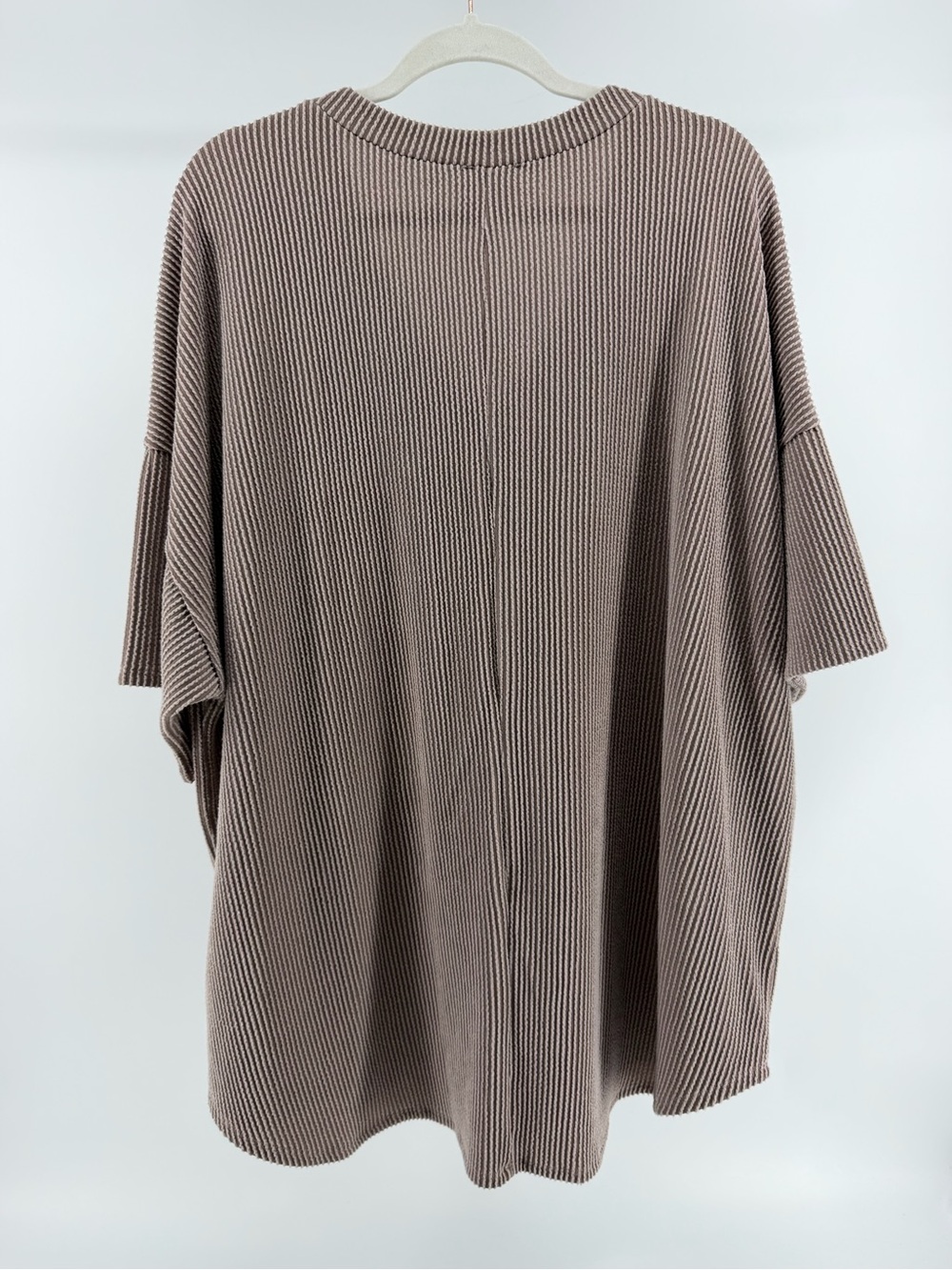 Arula Ribbed Knit Pocket Short Sleeve Top, Taupey Mauve, Women's 3X (Size C) - Picture 3 of 5